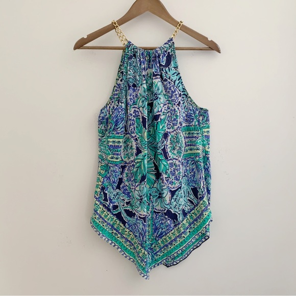 Lilly Pulitzer Tops - Lilly Pulitzer Top Cabana Silk Escape Artist Halter Sleeveless